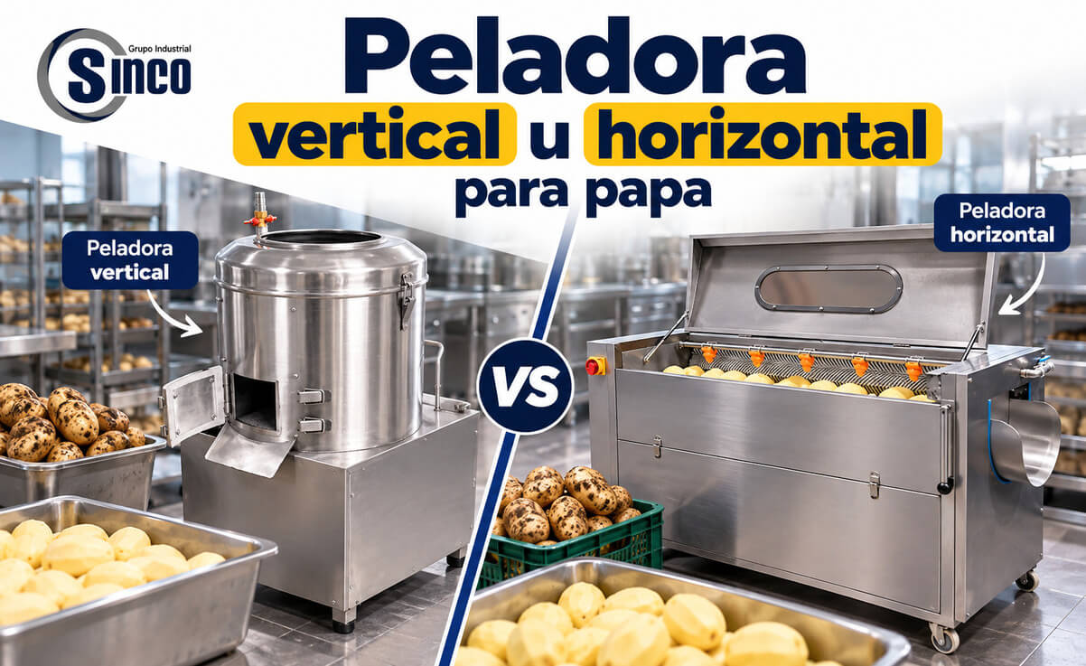 Peladora de papas vertical u horizontal
